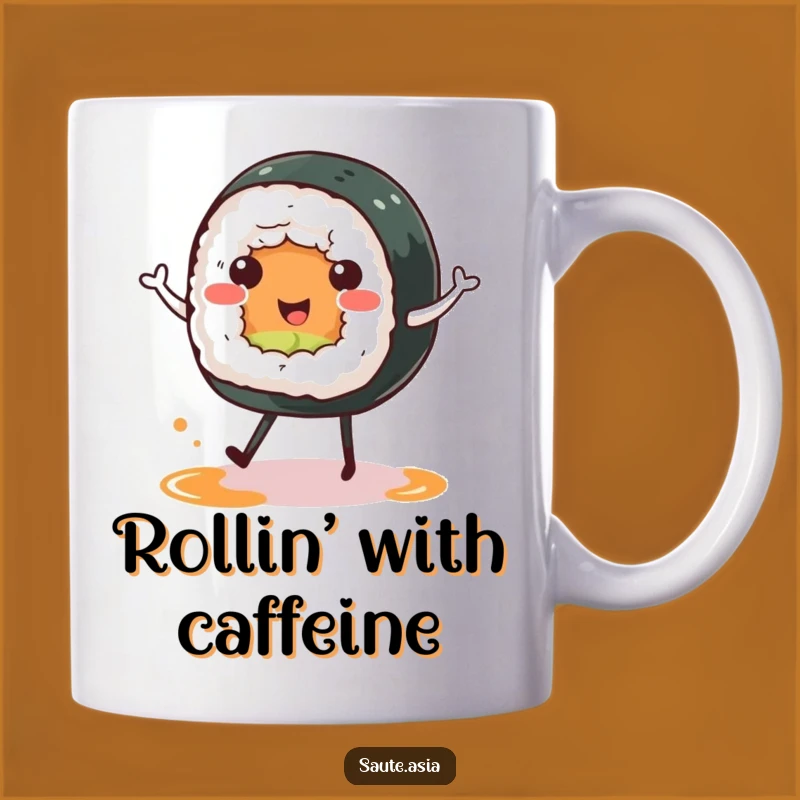Funny Sushi Roll Mug: Happy Dance, Adorable Foodie Gift for Sushi Lovers