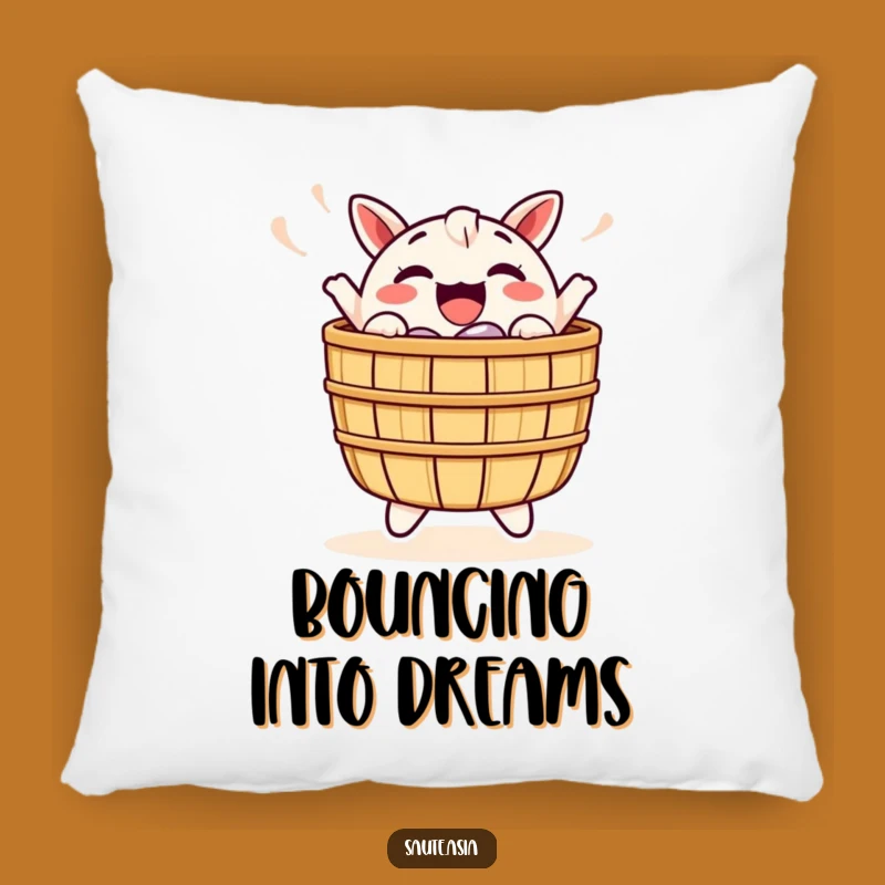 Funny Dim Sum Basket Pillow: Cheerful Bobbing Character Cushion for Comfort