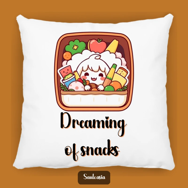 Funny Bento Box Pillow: Playful Foodie Character Cushion for Cozy Smiles