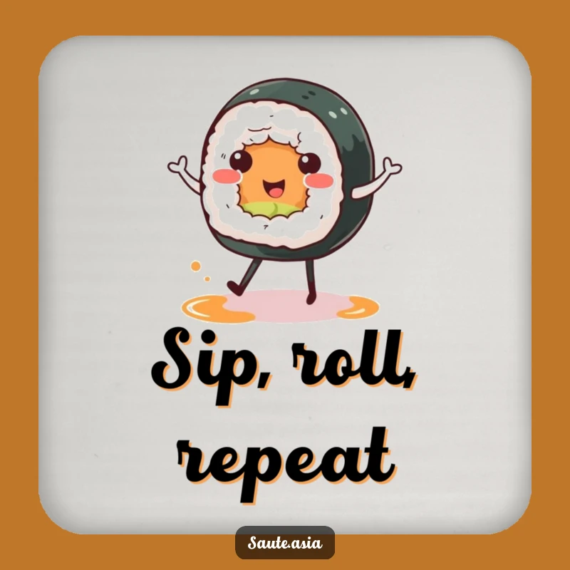 Funny Sushi Roll Coasters: Happy Dance Set, Cute Foodie Table Decor Gift