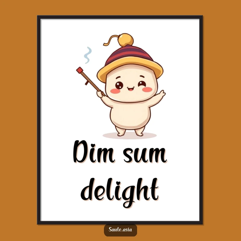 Funny Dim Sum Poster: Juggling Dumpling Art, Cute Foodie Wall Decor Gift