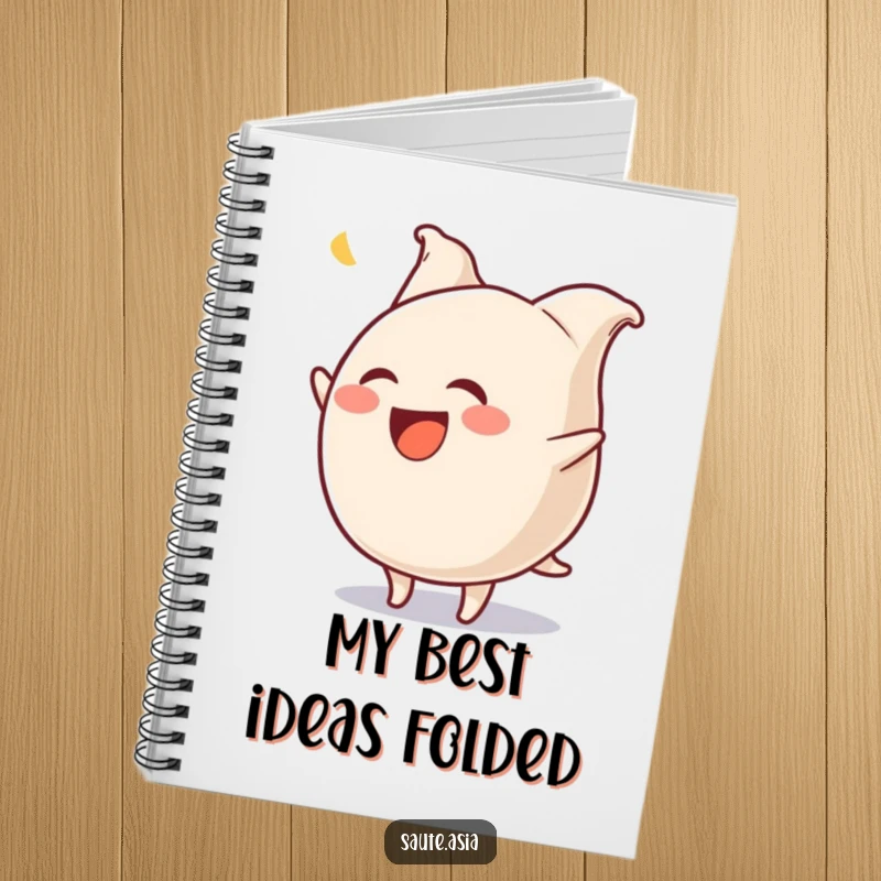 Funny Gyoza Notebook: A laughing dumpling character hilariously flips with wiggling pleats, ideal for jotting down ideas and notes.