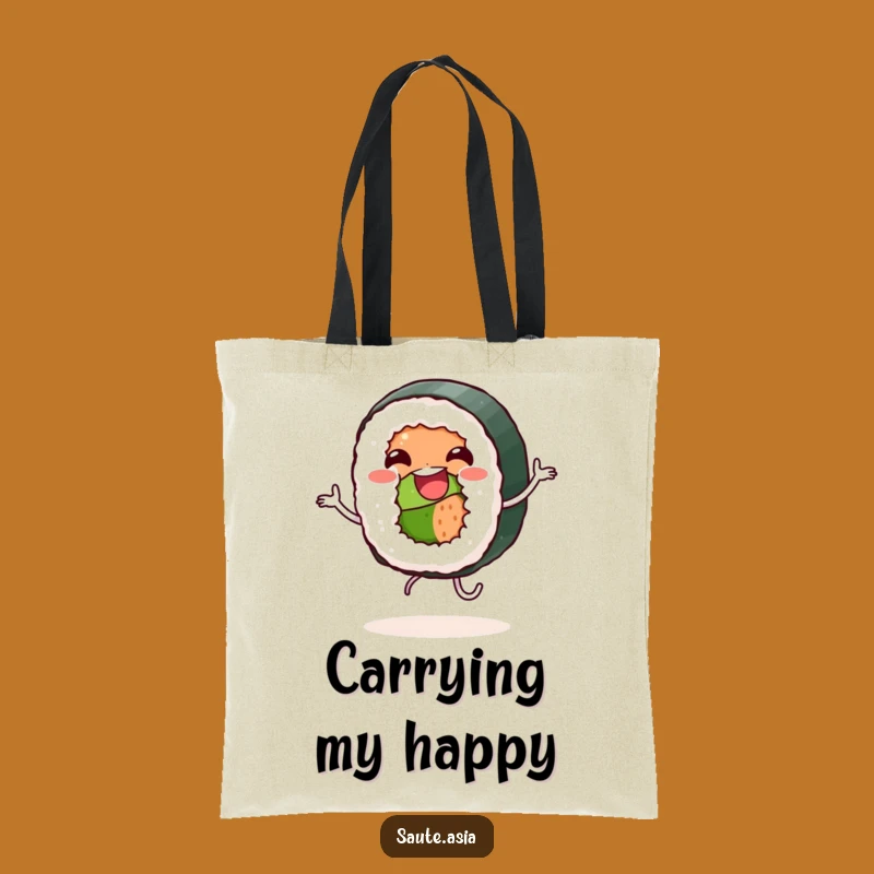 Funny Sushi Dance Tote Bag - Jovial Foodie Carryall Gift